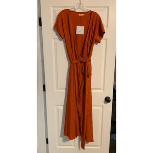 Burnt Orange Wrap Dress